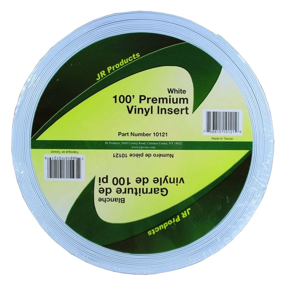 JR Products® 10121 - 100' White Vinyl Premium Trim Insert 1 JR Products® 10121 - 100' White Vinyl Premium Trim Insert