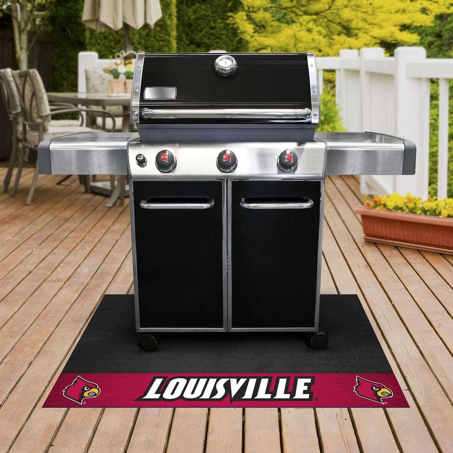 FanMats® 12123 - NCAA University Of Louisville 26" X 42" Grill Mat With "Cardinal" Logo & "Louisville" Wordmark 2 FanMats® 12123 - NCAA University Of Louisville 26" X 42" Grill Mat With "Cardinal" Logo & "Louisville" Wordmark - Image 2