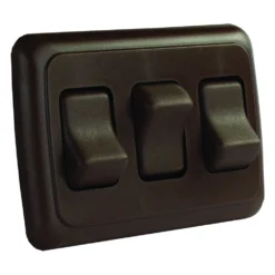 JR Products® 12155 - Triple SPST On/Off Brown Lighting Switch