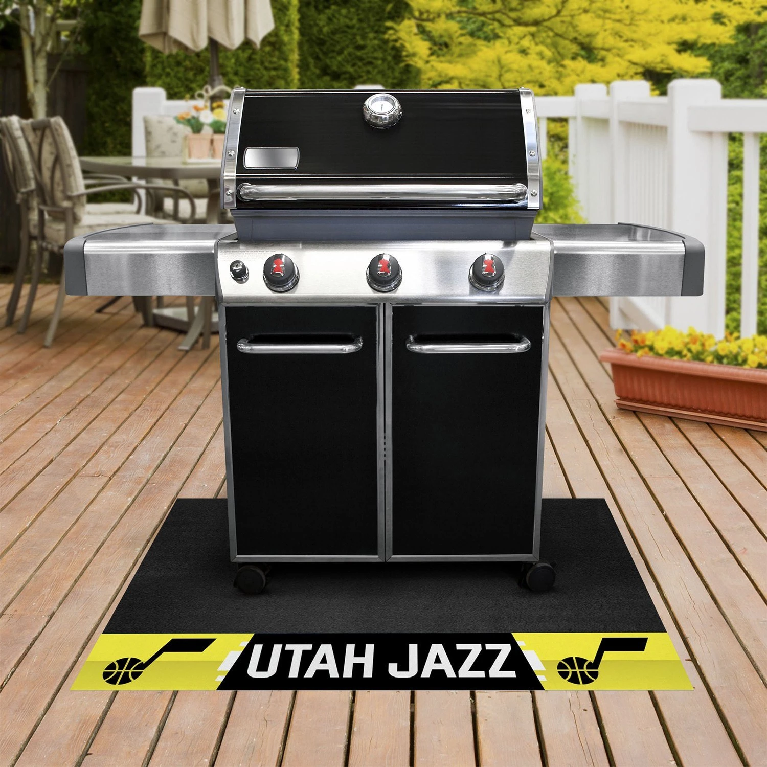 FanMats® 14223 - NBA "Utah Jazz" 26" X 42" Grill Mat With "Music Note" Logo & "Utah Jazz" Wordmark 2 FanMats® 14223 - NBA "Utah Jazz" 26" X 42" Grill Mat With "Music Note" Logo & "Utah Jazz" Wordmark - Image 2