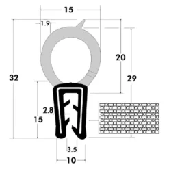 Fairchild® - 25' Black Trim Seal -Magma Store 15501 25