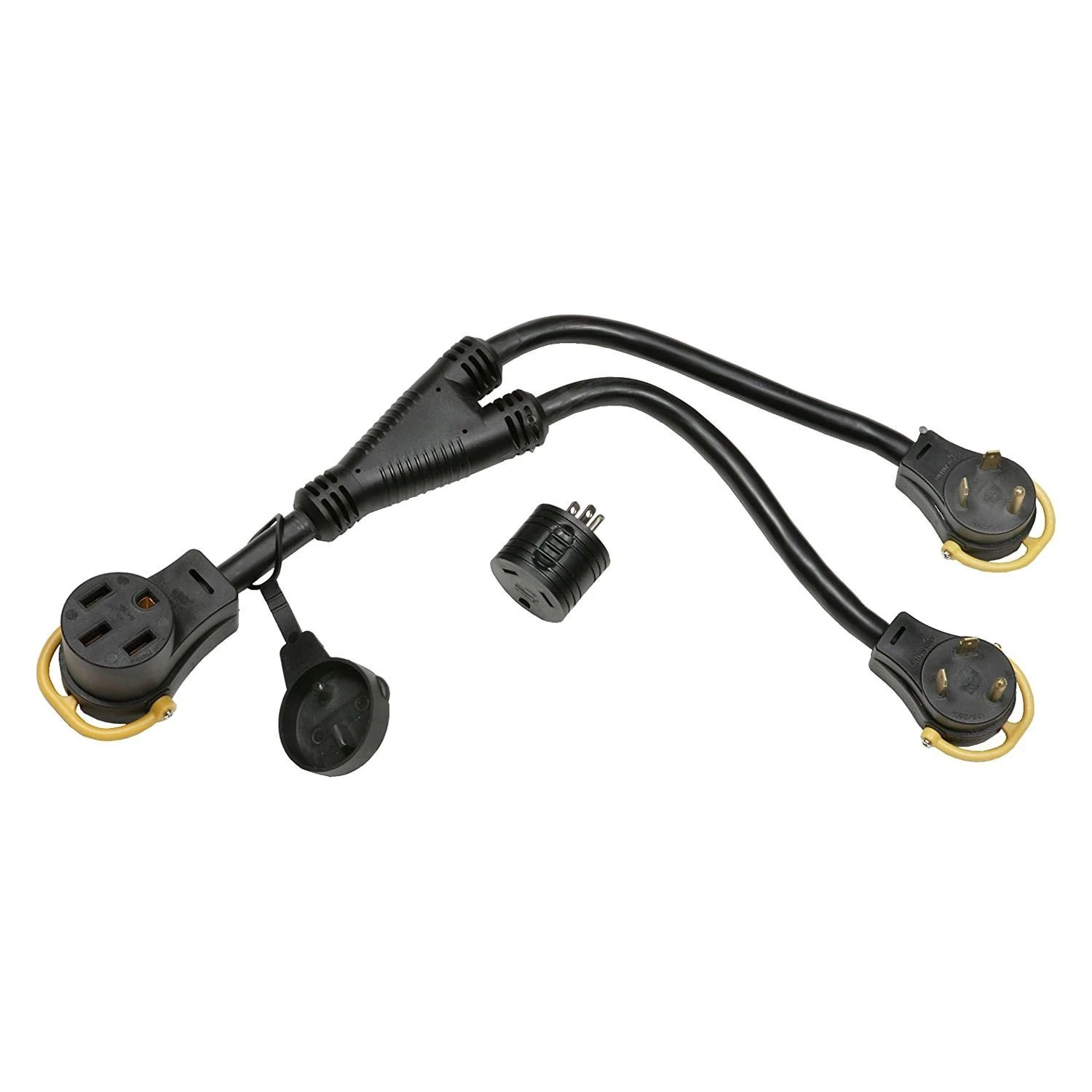 Arcon® - Multi-Max 17" Splitted Dogbone Power Adapter With Handle Grip (50A Female X 30A Male X 30A Male) 1 Arcon® - Multi-Max 17" Splitted Dogbone Power Adapter With Handle Grip (50A Female X 30A Male X 30A Male)