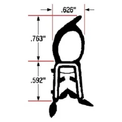 Fairchild® - 25' Black Double Lip 1/2" Trim Seal -Magma Store 1808 25 2