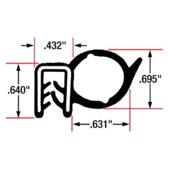 Fairchild® - 25' Black Double Lip 1/2" Trim Seal -Magma Store 1809 25