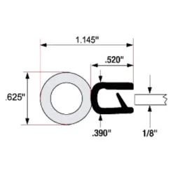 Fairchild® - 25' Black Double Lip 1/2" Trim Seal -Magma Store 1825 25