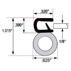 Fairchild® - 25' Black Double Lip 1/2" Trim Seal -Magma Store 1827 25