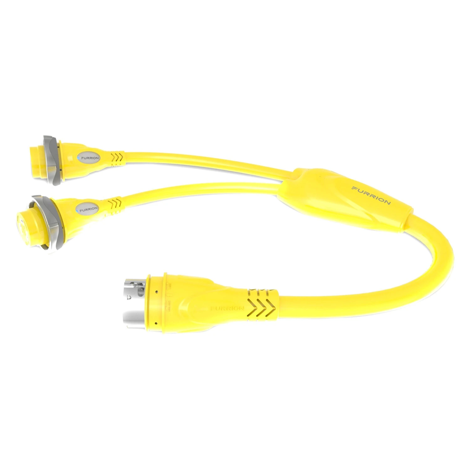 Furrion® 2021123694 - 2 X 30 A Female To 50 A 125 V Male Yellow Y-Adapter With LED Indicator 1 Furrion® 2021123694 - 2 X 30 A Female To 50 A 125 V Male Yellow Y-Adapter With LED Indicator