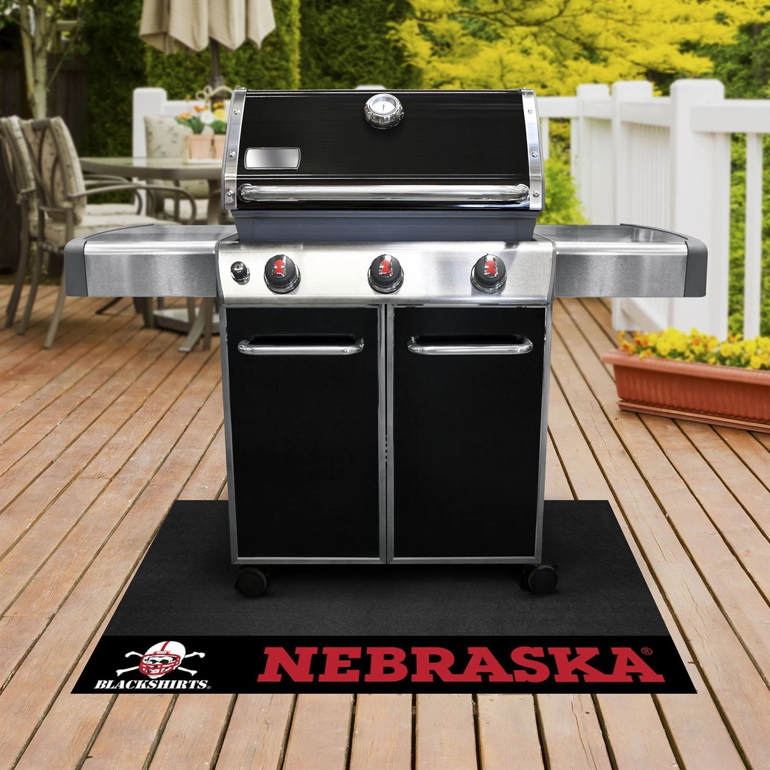 FanMats® 20719 - NCAA University Of Nebraska 26" X 42" Grill Mat With "Blackshirts" Alternate Logo 2 FanMats® 20719 - NCAA University Of Nebraska 26" X 42" Grill Mat With "Blackshirts" Alternate Logo - Image 2