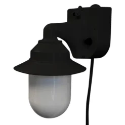 Polymer® 2104-10000-P - Cylinder White Lens Black Case Incandescent Wall Lantern With Switch
