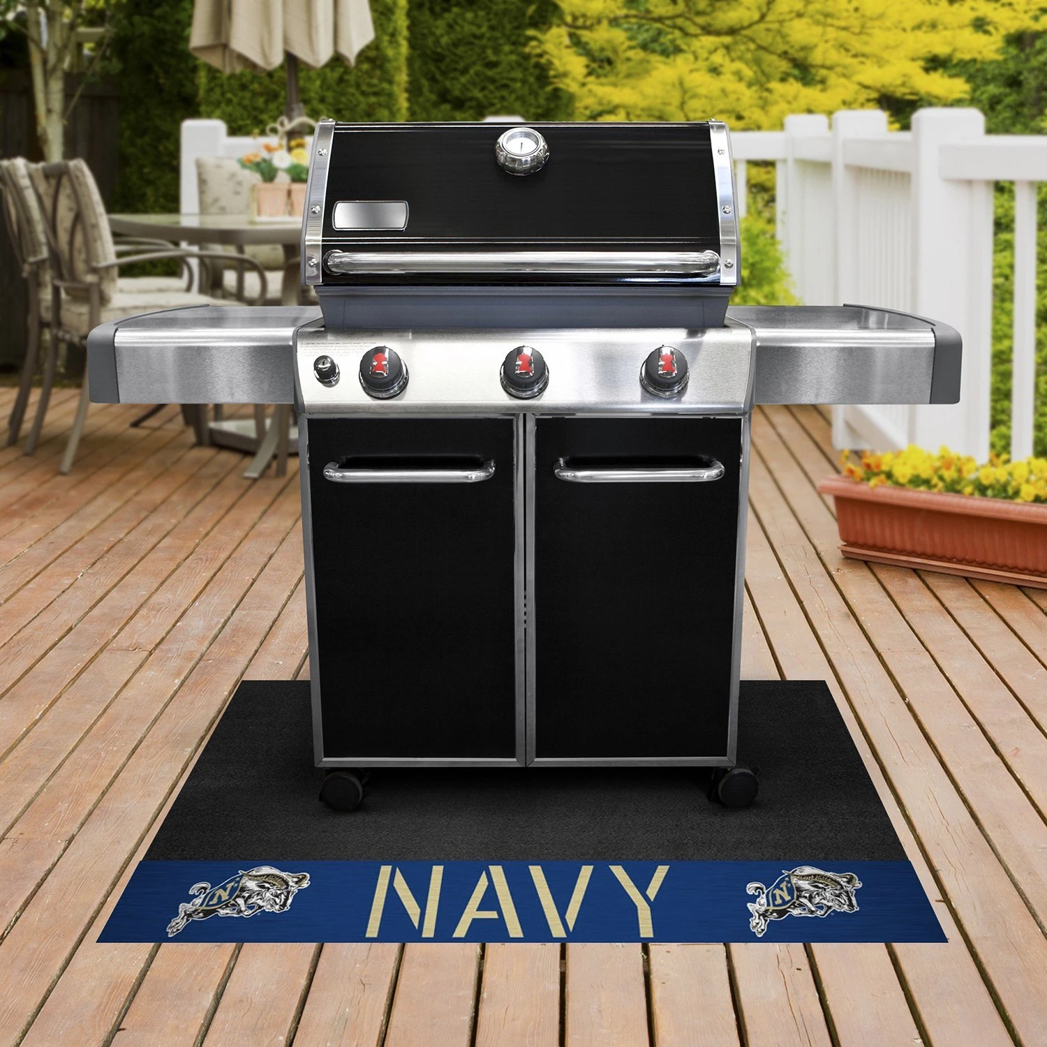 FanMats® 21630 - NCAA U.S. Naval Academy 26" X 42" Grill Mat With "Navy" Wordmark 2 FanMats® 21630 - NCAA U.S. Naval Academy 26" X 42" Grill Mat With "Navy" Wordmark - Image 2
