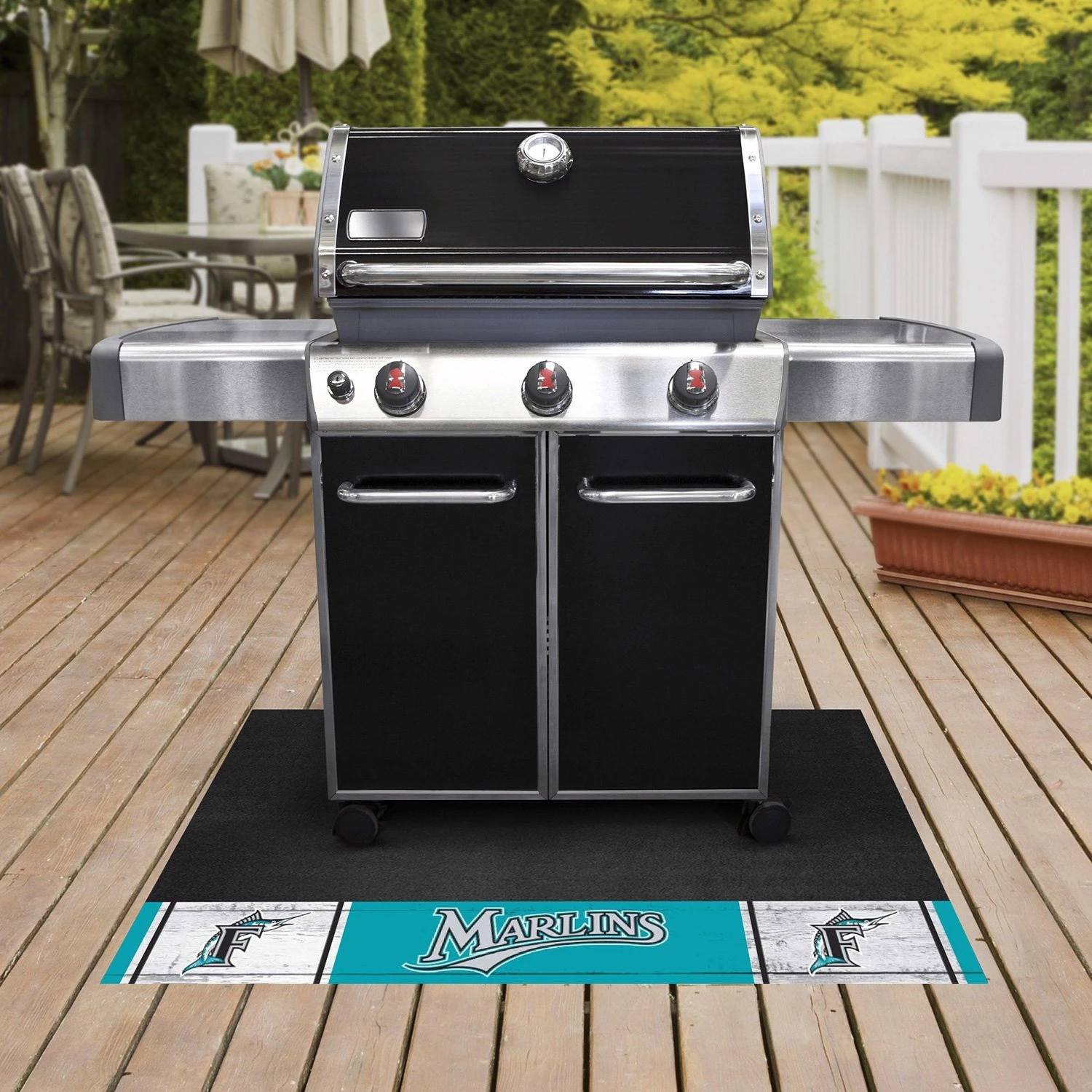 FanMats® 2221 - MLB "1993 Florida Marlins" 26" X 42" Retro Grill Mat 2 FanMats® 2221 - MLB "1993 Florida Marlins" 26" X 42" Retro Grill Mat - Image 2