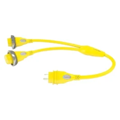 Furrion® 2021123685 - 2 X 30 A Female To 30 A Male Yellow Y-Adapter With LED Indicator