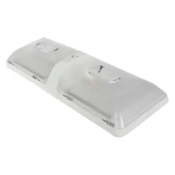 Camco® 41320 - Rectangular Surface Mount Incandescent Double Bulbs Overhead Light With Switch (12.0"L X 4.3"W X 1.5"D)