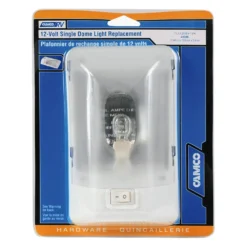 Camco® 41330 - Rectangular Surface Mount Incandescent Single Bulb Overhead Light With Switch (7.0"L X 4.5"W X 1.3"D) -Magma Store 41330 3 1