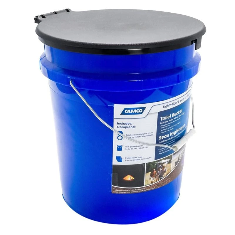 Camco® - Blue Toilet Bucket With Seat 2 Camco® - Blue Toilet Bucket With Seat - Image 2