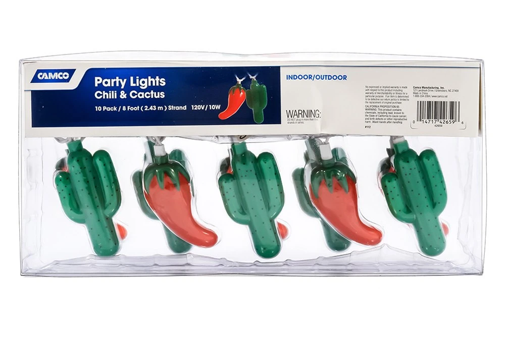 Camco® 42659 - 8' Chili And Cactus 10 Party Lights 4 Camco® 42659 - 8' Chili And Cactus 10 Party Lights - Image 4