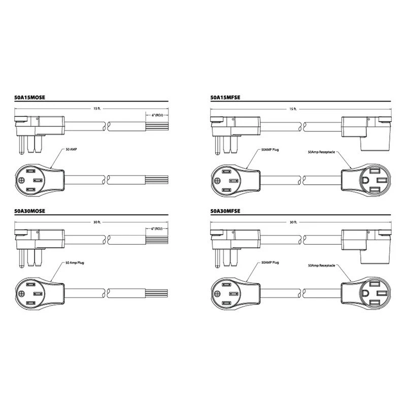 TRC® - Super Flex 15' Extension Power Cord With Standard Grip (50A Male X 50A Female) 2 TRC® - Super Flex 15' Extension Power Cord With Standard Grip (50A Male X 50A Female) - Image 2