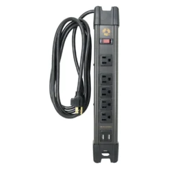 Southwire® - All-Metal Heavy-Duty Magnetic Power Strip With 2.4USB, 5 Outlets & 8' Cord
