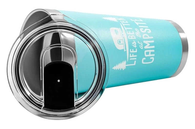 Camco® 53057 - "Life Is Better At The Campsite" 20 Oz. Blue Stainless Steel Thermo Tumbler With "Life Is Better At The Campsite" Logo 2 Camco® 53057 - "Life Is Better At The Campsite" 20 Oz. Blue Stainless Steel Thermo Tumbler With "Life Is Better At The Campsite" Logo - Image 2