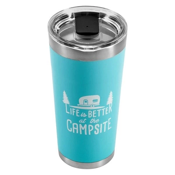 Camco® 53057 - "Life Is Better At The Campsite" 20 Oz. Blue Stainless Steel Thermo Tumbler With "Life Is Better At The Campsite" Logo 3 Camco® 53057 - "Life Is Better At The Campsite" 20 Oz. Blue Stainless Steel Thermo Tumbler With "Life Is Better At The Campsite" Logo - Image 3