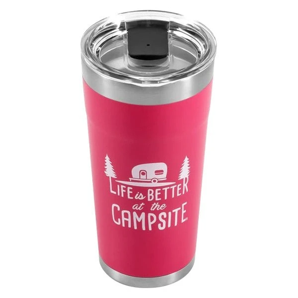 Camco® 53061 - "Life Is Better At The Campsite" 20 Oz. Pink Stainless Steel Thermo Tumbler With "Life Is Better At The Campsite" Logo 3 Camco® 53061 - "Life Is Better At The Campsite" 20 Oz. Pink Stainless Steel Thermo Tumbler With "Life Is Better At The Campsite" Logo - Image 3