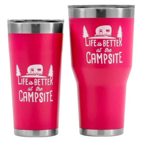Camco® 53061 - "Life Is Better At The Campsite" 20 Oz. Pink Stainless Steel Thermo Tumbler With "Life Is Better At The Campsite" Logo 5 Camco® 53061 - "Life Is Better At The Campsite" 20 Oz. Pink Stainless Steel Thermo Tumbler With "Life Is Better At The Campsite" Logo - Image 5