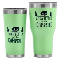 Camco® 53063 - "Life Is Better At The Campsite" 20 Oz. Green Stainless Steel Thermo Tumbler With "Life Is Better At The Campsite" Logo -Magma Store 53063 5