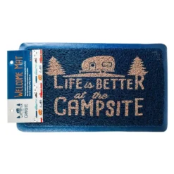 Camco® - Life Is Better At The Campsite™ 17.25" X 29" Blue Scraper Vinyl Door Mat