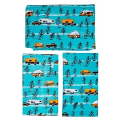 Camco® - RV And Tree Sketch Design Tablecloth With Bench Covers