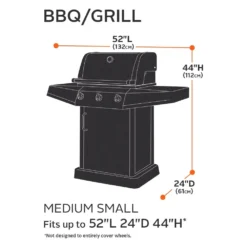 Classic Accessories® - Classic™ Black Small/Medium BBQ Grill Cover (52"L X 24"W X 44"H) -Magma Store 55 305 370401 00 5