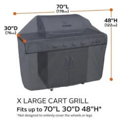 Classic Accessories® - Classic™ Black X-Large BBQ Grill Cover (70"L X 30"W X 48"H) -Magma Store 55 308 050401 00 6