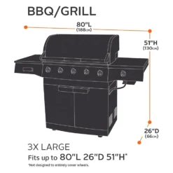 Classic Accessories® - Classic™ Black 3X-Large BBQ Grill Cover (80"L X 30"W X 51"H) -Magma Store 55 310 350401 00 5