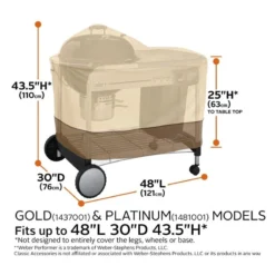 Classic Accessories® - Veranda™ Pebble Small/Medium BBQ Grill Cover For Weber™ Grills (40"L X 30"W X 43.5"H) -Magma Store 55 411 011501 00 15