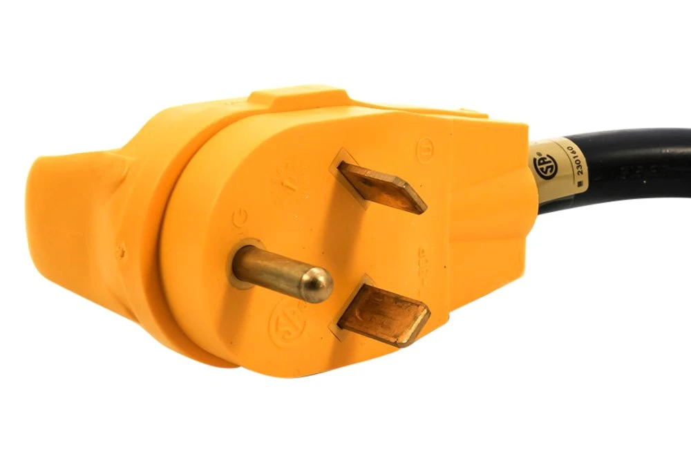 Camco® - Power Grip™ 12" Dogbone Power Adapter With Handle Grip (30A Male X 15A Female) 3 Camco® - Power Grip™ 12" Dogbone Power Adapter With Handle Grip (30A Male X 15A Female) - Image 3