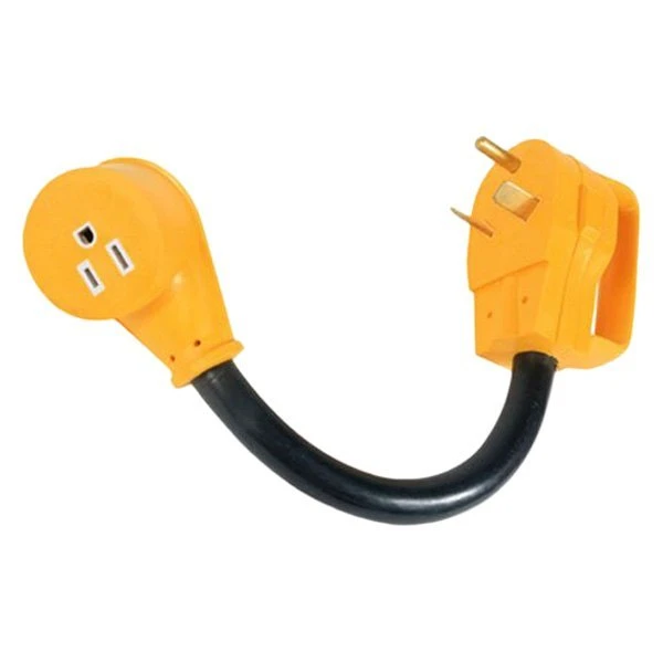 Camco® - Power Grip™ 12" Dogbone Power Adapter With Handle Grip (30A Male X 15A Female) 1 Camco® - Power Grip™ 12" Dogbone Power Adapter With Handle Grip (30A Male X 15A Female)