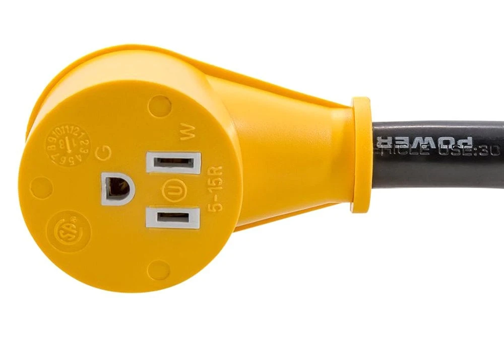 Camco® - Power Grip™ 12" Dogbone Power Adapter With Handle Grip (30A Male X 15A Female) 8 Camco® - Power Grip™ 12" Dogbone Power Adapter With Handle Grip (30A Male X 15A Female) - Image 8