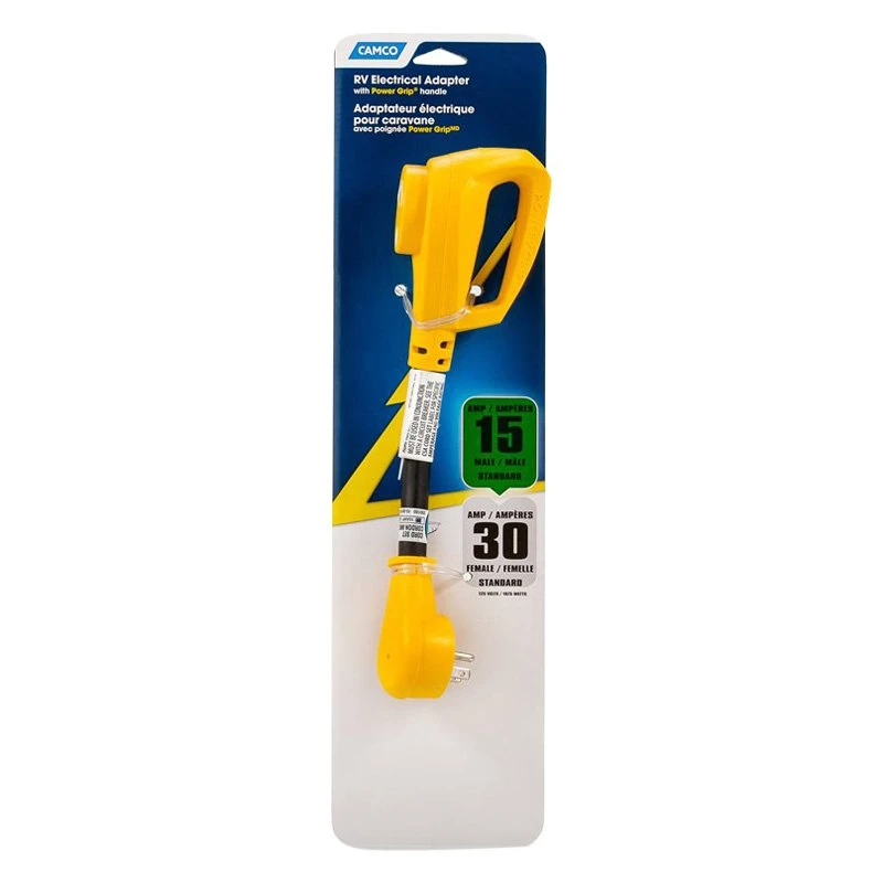Camco® - Power Grip™ 12" Dogbone Power Adapter With Standard Grip (15A Male X 30A Female) 6 Camco® - Power Grip™ 12" Dogbone Power Adapter With Standard Grip (15A Male X 30A Female) - Image 6