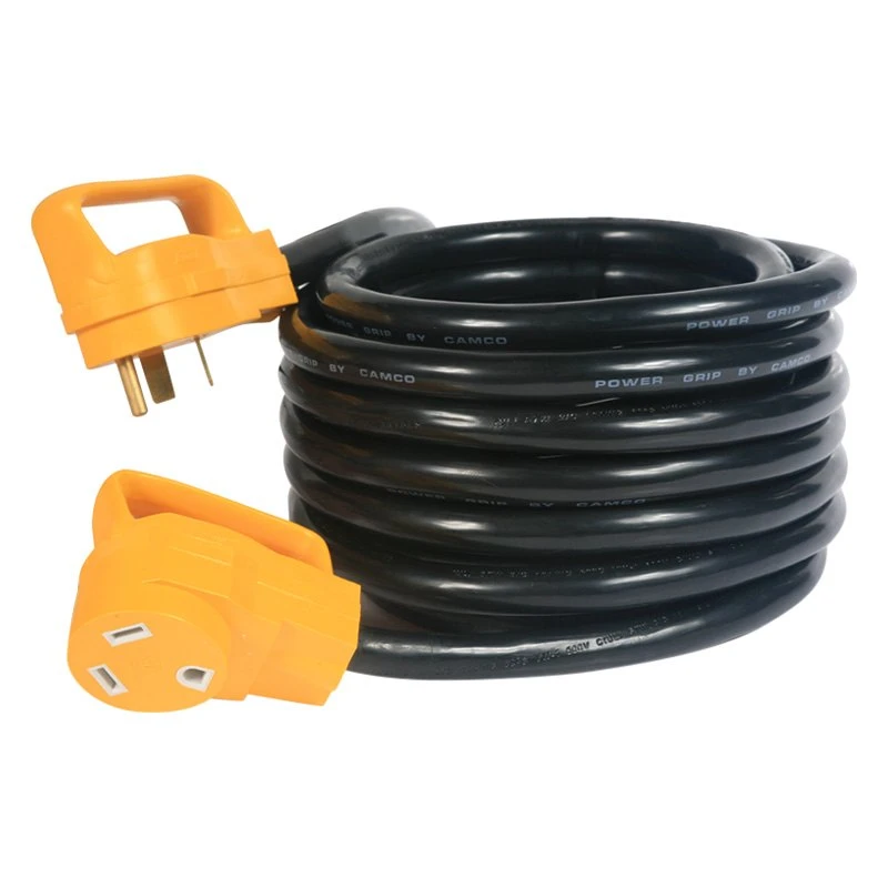 Camco® - Power Grip™ 50' Extension Power Cord With Handle Grip (30A Male X 30A Female) 1 Camco® - Power Grip™ 50' Extension Power Cord With Handle Grip (30A Male X 30A Female)