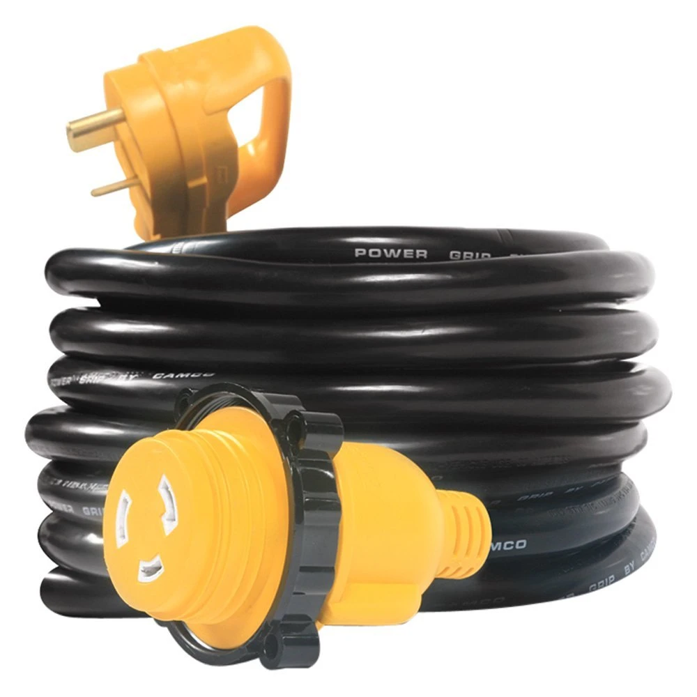 Camco® - Power Grip™ 25' Extension Power Cord With Handle Grip (30A Straight Male X 30A Locking Female) 1 Camco® - Power Grip™ 25' Extension Power Cord With Handle Grip (30A Straight Male X 30A Locking Female)