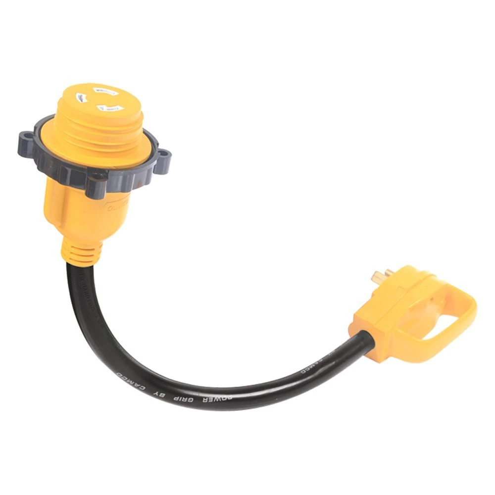 Camco® - Power Grip™ 18" Dogbone Power Adapter With Handle Grip (30A Straight Male X 30A Locking Female) 1 Camco® - Power Grip™ 18" Dogbone Power Adapter With Handle Grip (30A Straight Male X 30A Locking Female)
