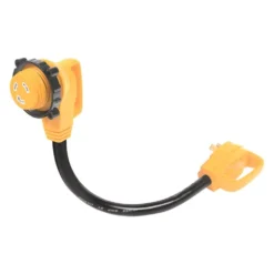 Camco® 55522 - Power Grip™ 18" Dogbone Power Adapter With Handle Grip (30A Locking Male X 30A Straight Female)