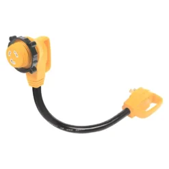 Camco® - Power Grip™ 18" Dogbone Power Adapter With Handle Grip (30A Locking Male X 30A Straight Female)