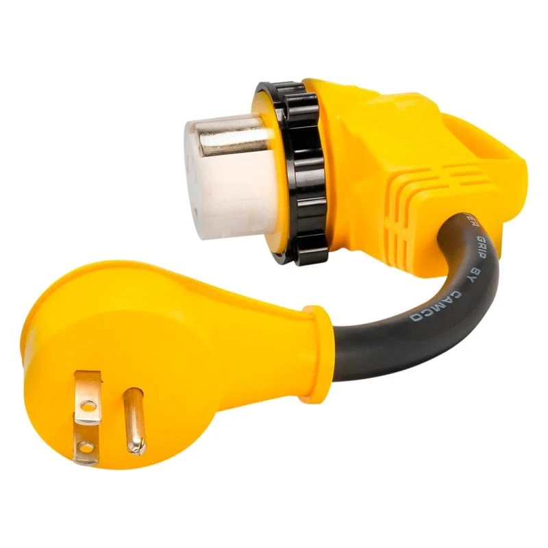 Camco® - Power Grip™ 12" Dogbone Power Adapter With Handle Grip (15A Straight Male X 50A Locking Female) 2 Camco® - Power Grip™ 12" Dogbone Power Adapter With Handle Grip (15A Straight Male X 50A Locking Female) - Image 2