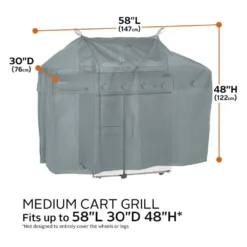 Classic Accessories® - Storigami Easy Fold Monument Grey Medium BBQ Grill Cover (58"W X 30"D X 48"H) -Magma Store 56 293 031001 ec 8