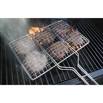 Rome® - 9" X 13" Chrome Plated Steel Hamburger Grill Basket 2 Rome® - 9" X 13" Chrome Plated Steel Hamburger Grill Basket - Image 2