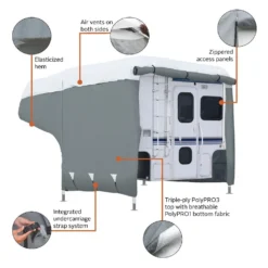 Classic Accessories® 80-036-143101-00 - PolyPro™ 3 Truck Camper Cover (Gray With White Roof, Up To 10') -Magma Store 80 036 143101 00 4 1