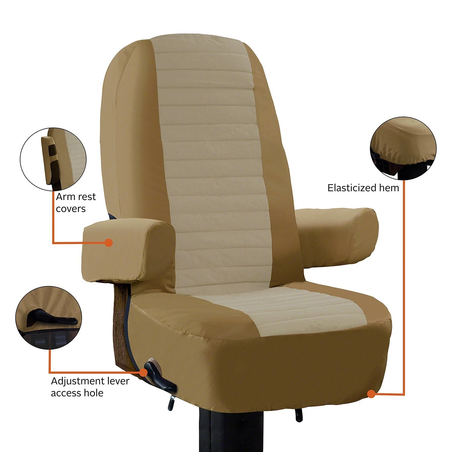 Classic Accessories® - OverDrive™ Tan RV Captain Seat Cover 10 Classic Accessories® - OverDrive™ Tan RV Captain Seat Cover - Image 10