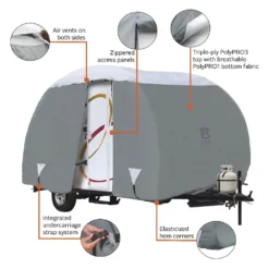 Classic Accessories® 80-198-141001-00 - Over Drive PolyPRO3™ Deluxe R-Pod Travel Trailer Cover (Gray With White Roof, Up To 13'7") -Magma Store 80 198 141001 00 4