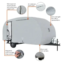 Classic Accessories® 80-257-171001-00 - PermaPro™ Long R-Pod Travel Trailer Cover With Back Door (Gray, Up To 17'7") -Magma Store 80 257 171001 00 4