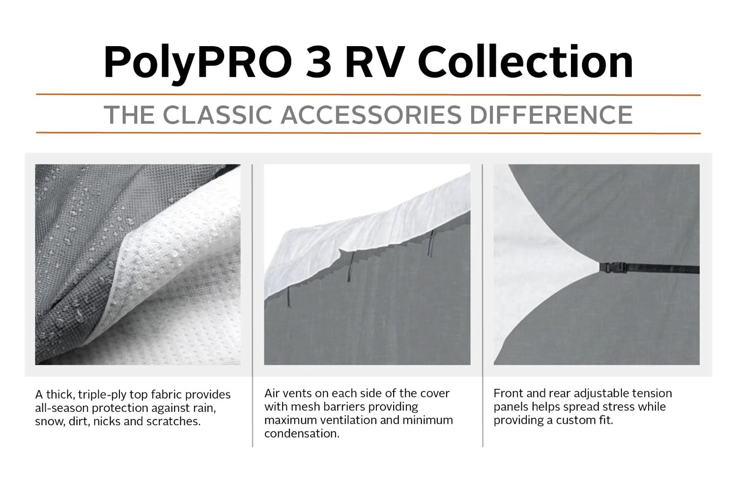 Classic Accessories® 80-304-163101-RT - Over Drive PolyPRO™3 Caravan Travel Trailer Cover (Gray With White Roof, Up To 20') 6 Classic Accessories® 80-304-163101-RT - Over Drive PolyPRO™3 Caravan Travel Trailer Cover (Gray With White Roof, Up To 20') - Image 6